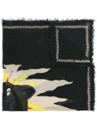 Zadig & Voltaire Frayed Edge Patterned Scarf - Black