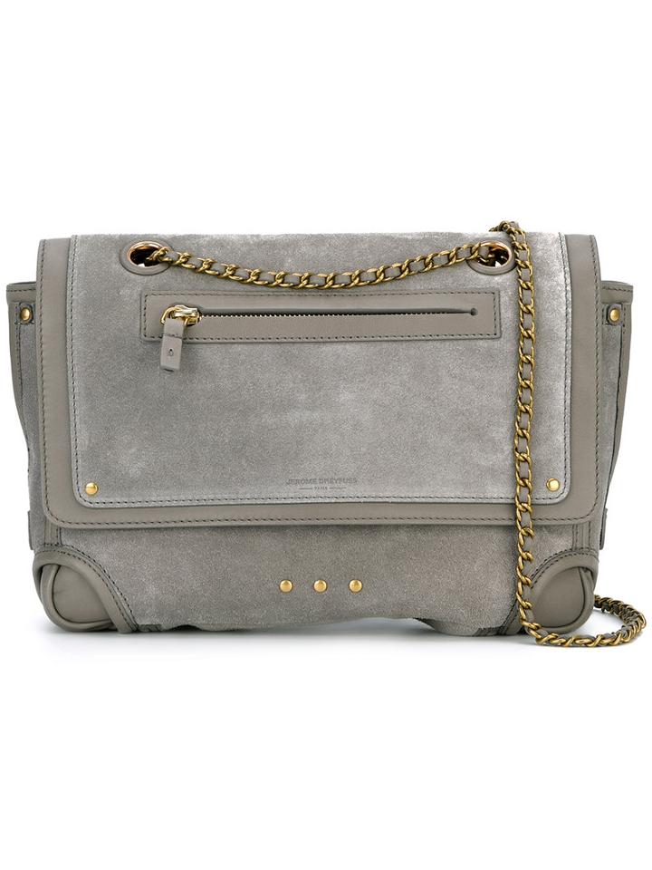 Jérôme Dreyfuss Benjamin Shoulder Bag, Women's, Grey, Leather/suede