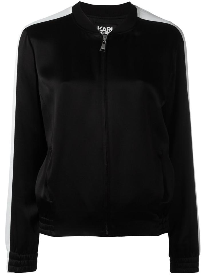 Karl Lagerfeld Bomber Jacket, Women's, Size: Xs, Black, Viscose/acetate