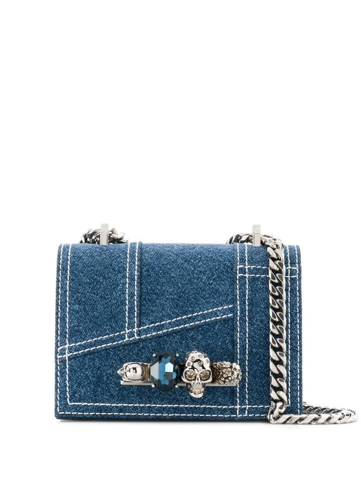 Alexander Mcqueen Small Jewelled Satchel - Blue