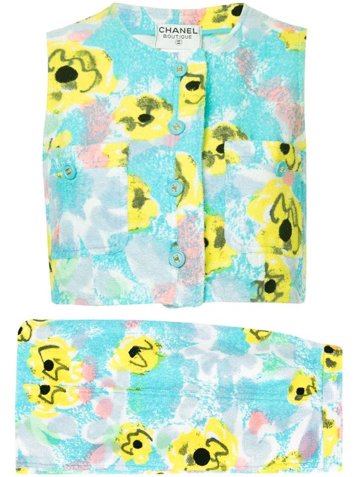 Chanel Pre-owned Floral Cropped Top - Blue