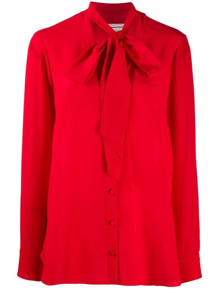 Alexander Mcqueen Pussybow Neckline Blouse - Red