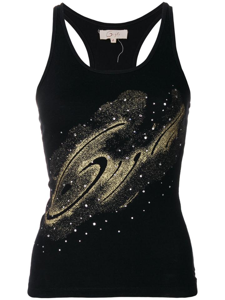 Romeo Gigli Vintage Glittery Detail Tank Top - Black