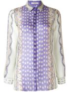 Etro Abstract Print Sheer Shirt, Women's, Size: 42, Pink/purple, Silk/cotton