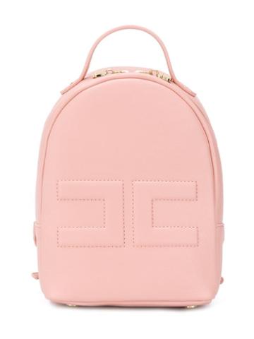 Elisabetta Franchi La Mia Bambina Logo Embossed Backpack - Pink
