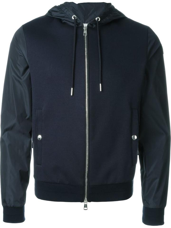Moncler Hooded Sports Jacket, Men's, Size: L, Blue, Cotton/polyamide