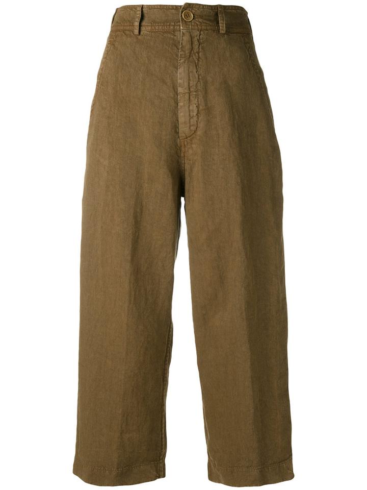 Aspesi - Cropped Trousers - Women - Linen/flax - 38, Brown, Linen/flax