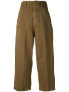 Aspesi - Cropped Trousers - Women - Linen/flax - 38, Brown, Linen/flax