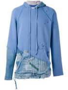 Contrast Patch Hooded Sweatshirt - Men - Cotton - 2, Blue, Cotton, Greg Lauren
