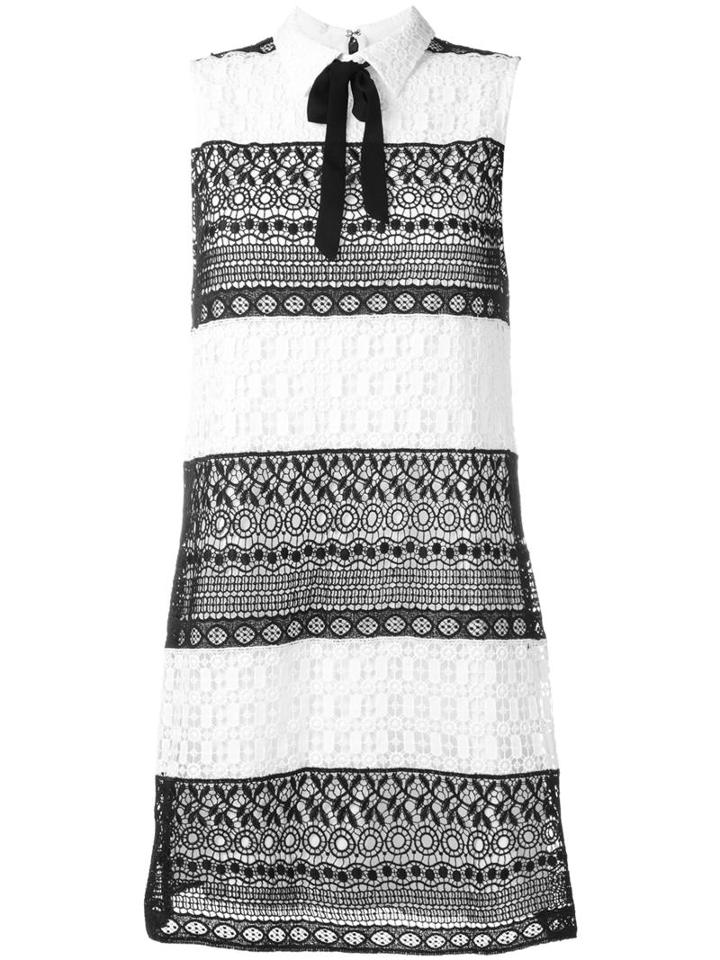 Alice+olivia Colourblock Macramé Lace Dress, Women's, Size: 8, Black, Polyester/silk/spandex/elastane