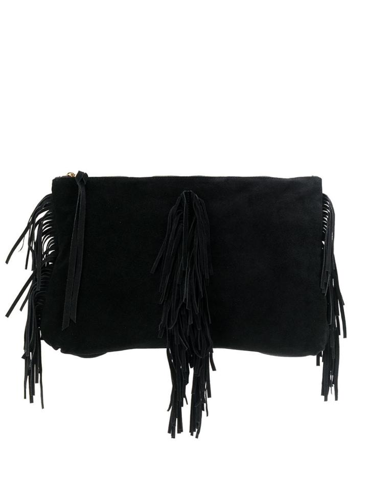 L'autre Chose Fringe Clutch Bag - Black