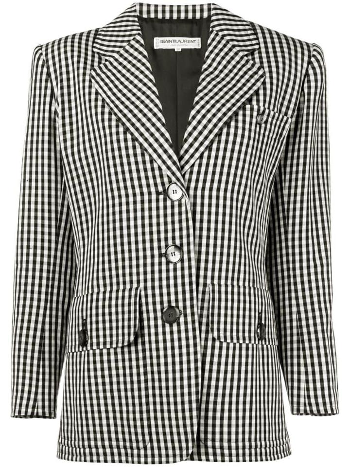 Yves Saint Laurent Pre-owned Gingham Blazer - Black