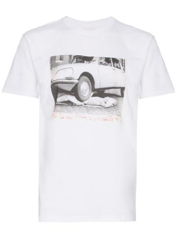 Languages Car Print Short Sleeve Cotton Shirt - White