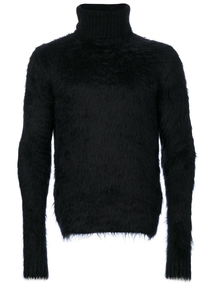 Saint Laurent - Textured Roll Neck Jumper - Men - Polyamide/spandex/elastane/mohair/wool - L, Black, Polyamide/spandex/elastane/mohair/wool