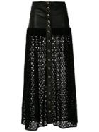 Andrea Bogosian Lace Panel Button-up Maxi Skirt - Black