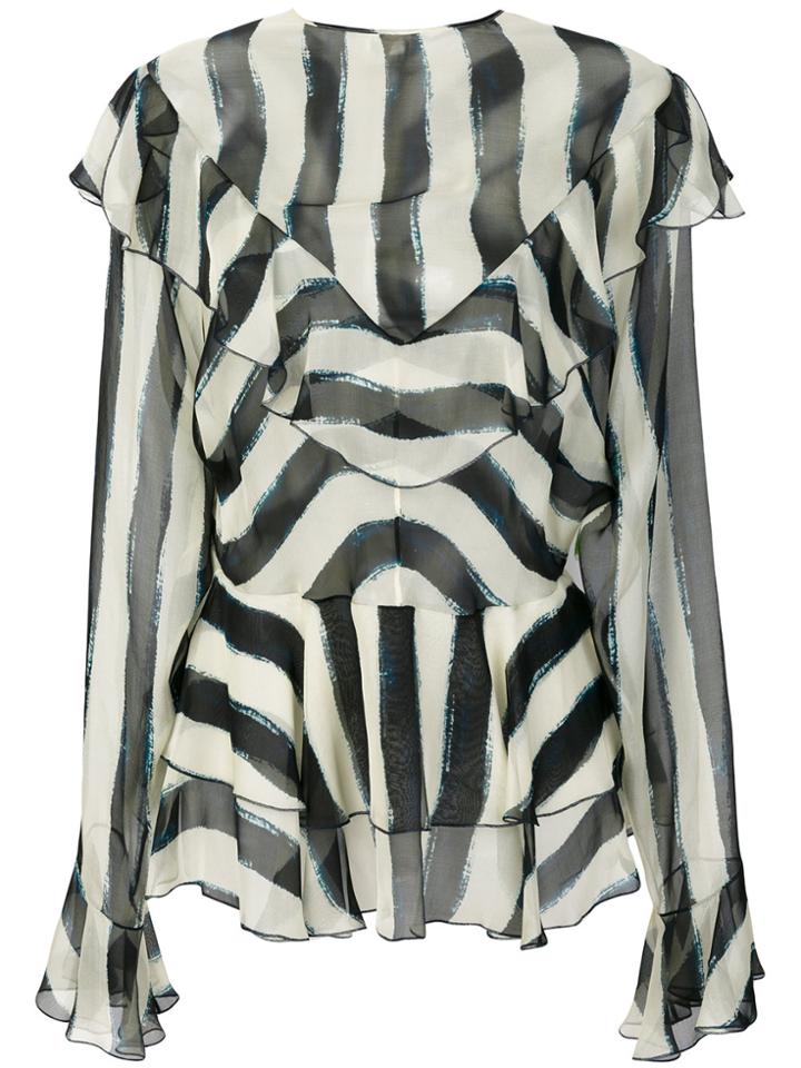 Alberta Ferretti Ruffle Trim Printed Blouse - Nude & Neutrals
