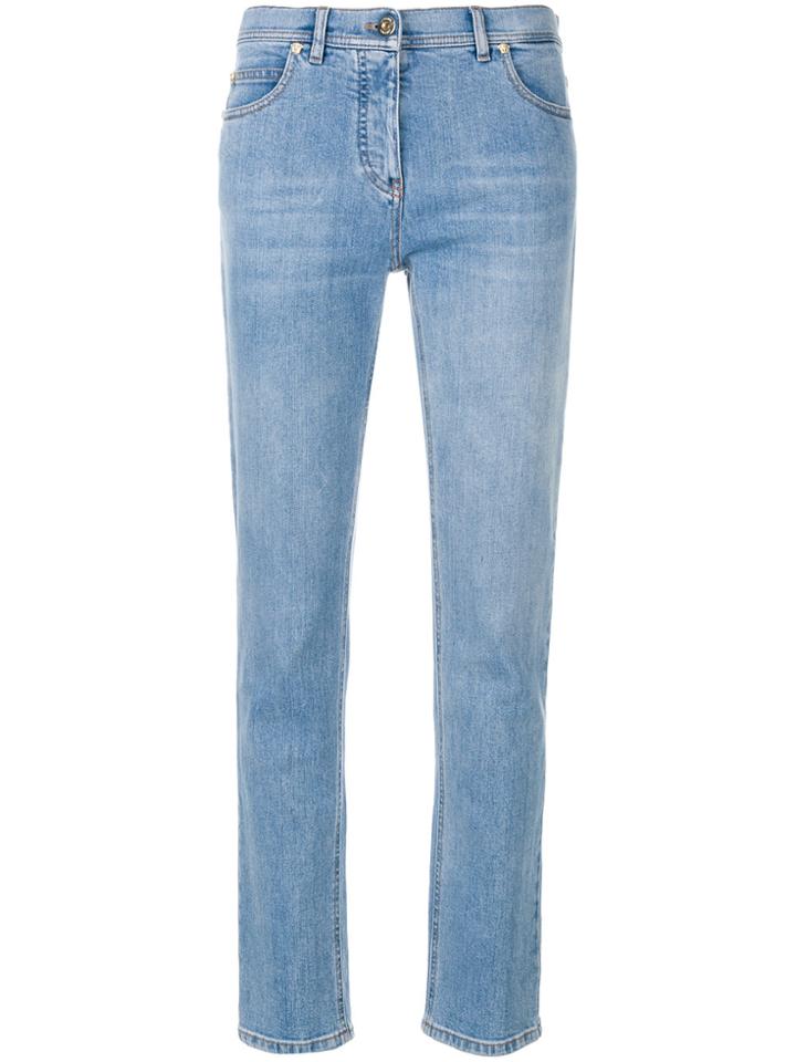Versace Cropped Slim Fit Jeans - Blue
