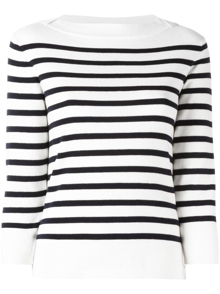 Woolrich Boat Neck Striped Jumper, Women's, Size: Large, White, Cotton