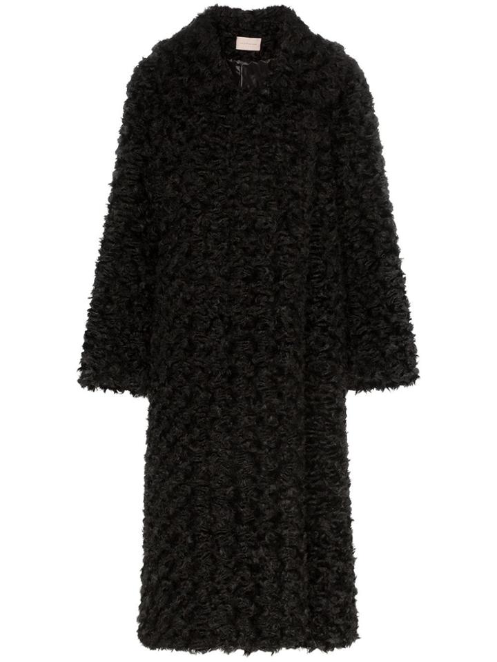 Christopher Kane Faux Shearling Long Coat - Black