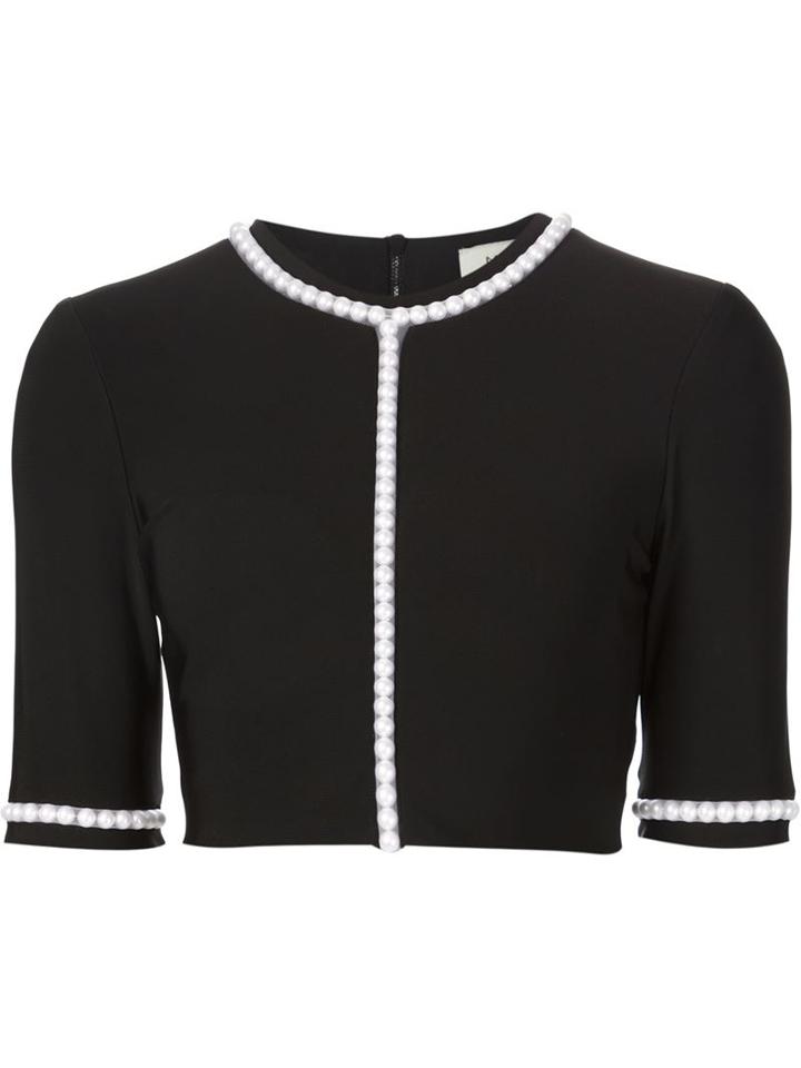 Mugler Pearl Embellished Cropped Top