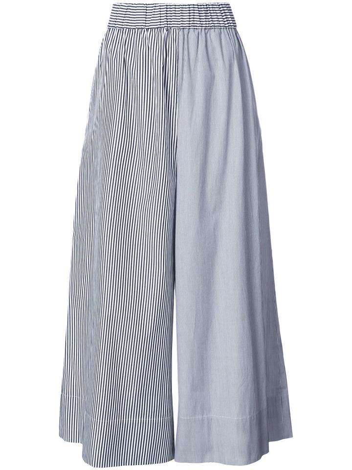 Tibi - Striped Palazzo Trousers - Women - Cotton - L, Grey, Cotton