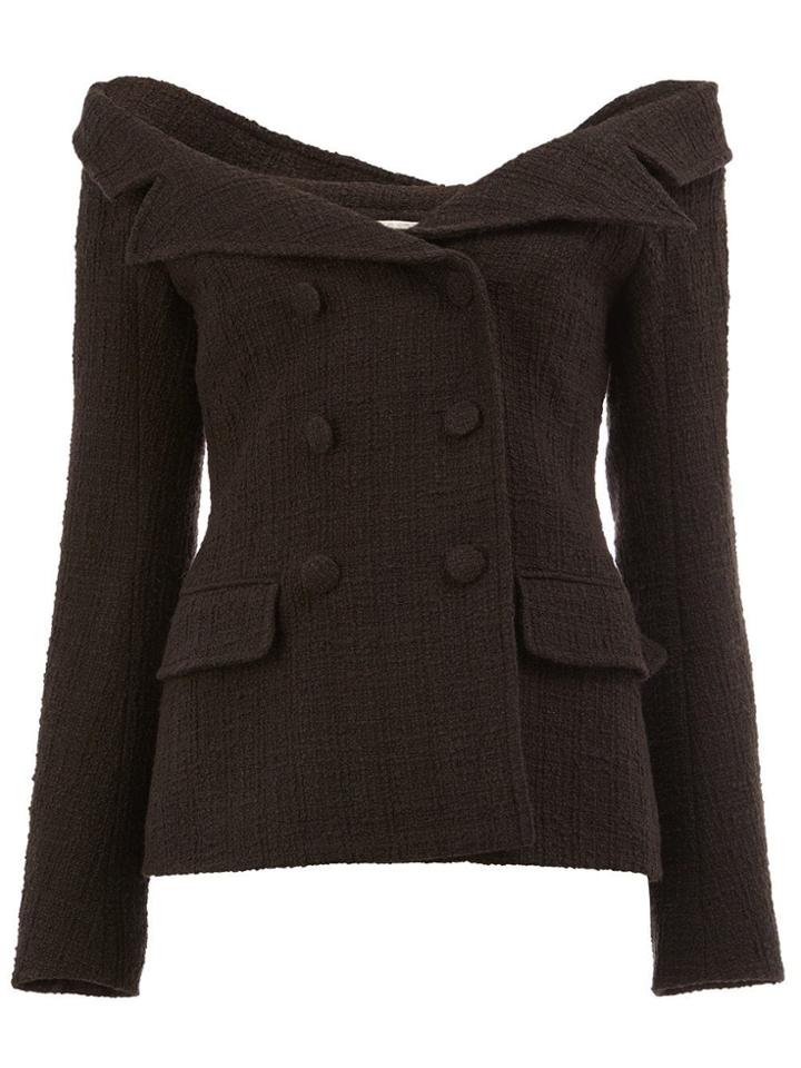 Faith Connexion Off The Shoulder Tweed Jacket - Black