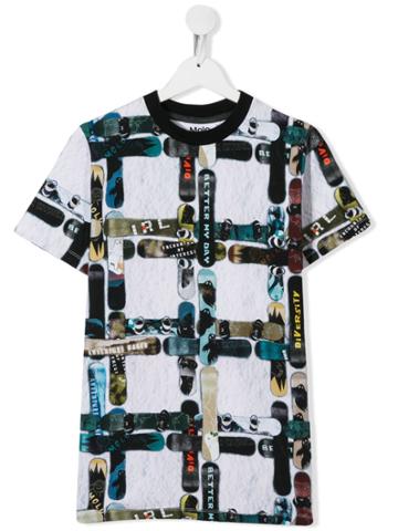Molo Kids Snowboard Check Printed T-shirt - Grey