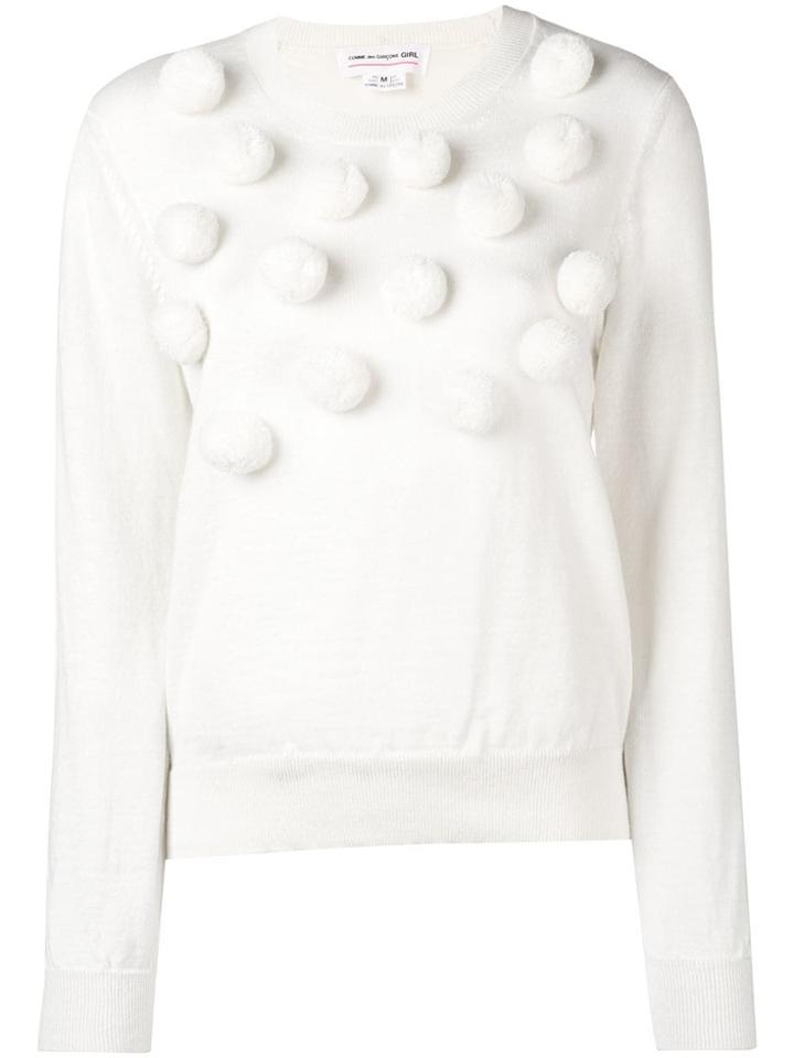 Comme Des Garçons Girl Pom Pom Knitted Jumper - White