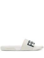 Salvatore Ferragamo Logo Print Slides - White