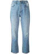 Mih Jeans Striped Sides Cropped Jeans, Women's, Size: 29, Blue, Cotton