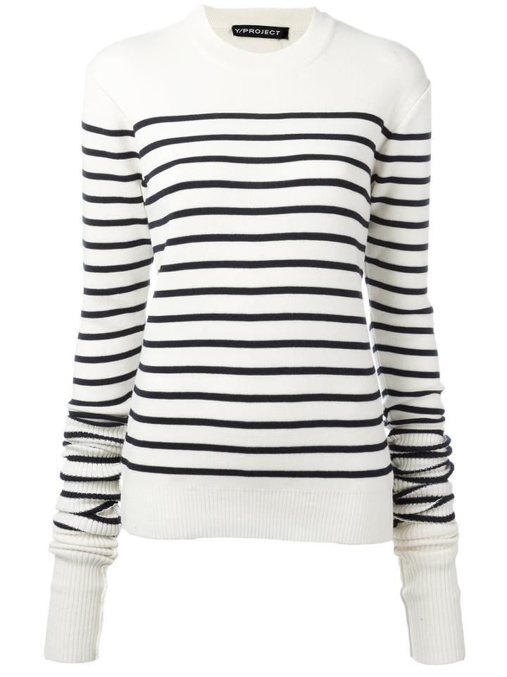 Y / Project Breton Stripe Sweater, Women's, Size: Medium, Nude/neutrals, Merino