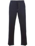 Alexander Mcqueen Contrast Stitching Tailored Trousers, Men's, Size: 48, Blue, Wool/acetate/viscose