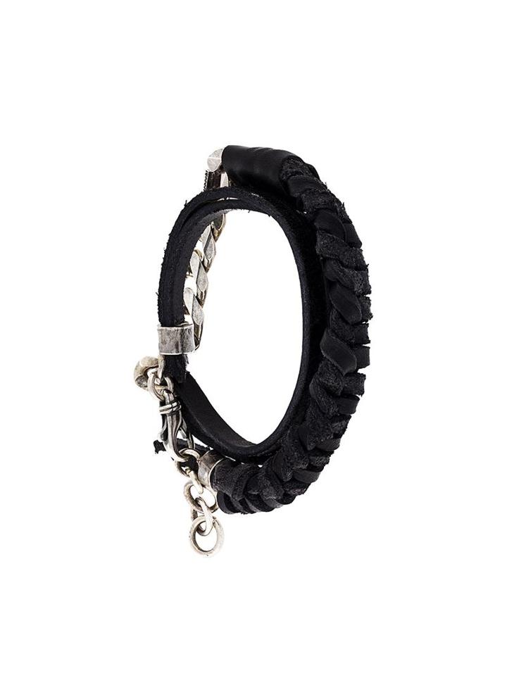 Emanuele Bicocchi Braided Bracelet, Men's, Black, Leather/sterling Silver