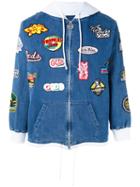 Gcds - Patch Embellished Denim Hoodie - Unisex - Cotton - Xs, Blue, Cotton
