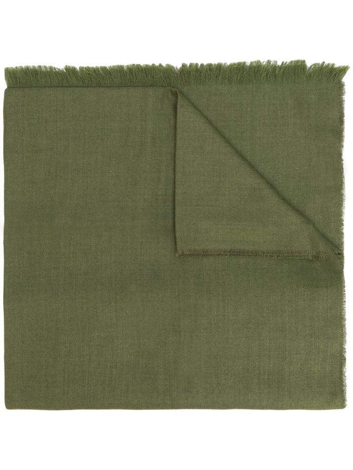 Z Zegna Frayed Scarf - Green