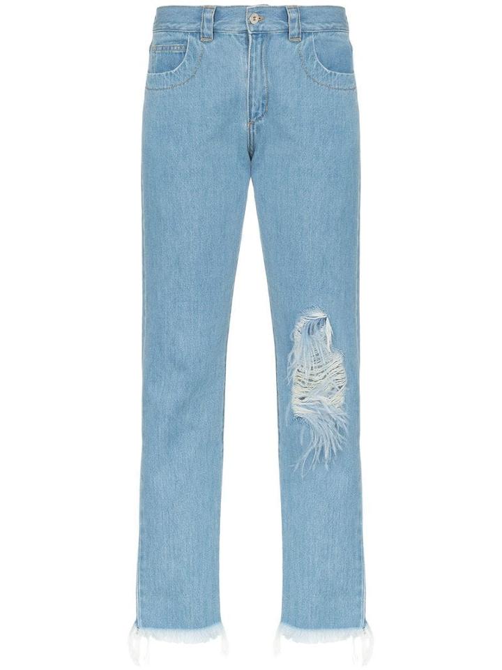 Marques'almeida Straight-leg Ripped Jeans - Blue