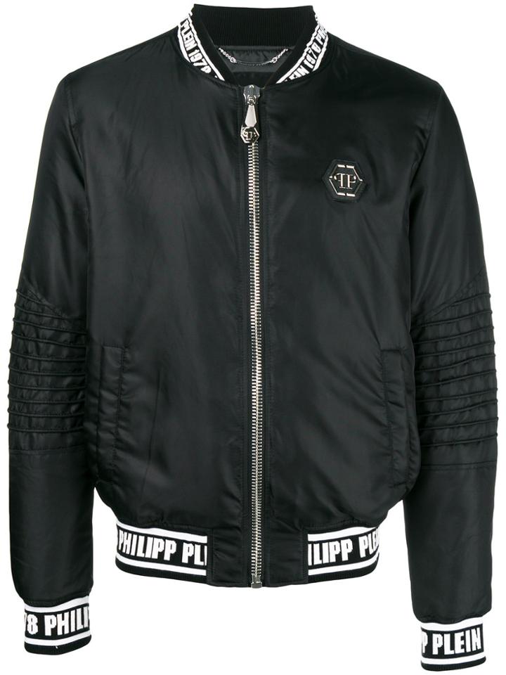 Philipp Plein Contrast Logo Bomber Jacket - Black