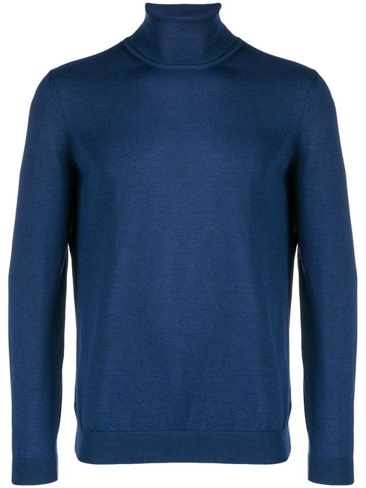 Boss Hugo Boss Turtle-neck Fitted Jumper - Blue