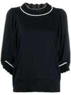 Tsumori Chisato Oversized Contrast-trim Sweater - Black