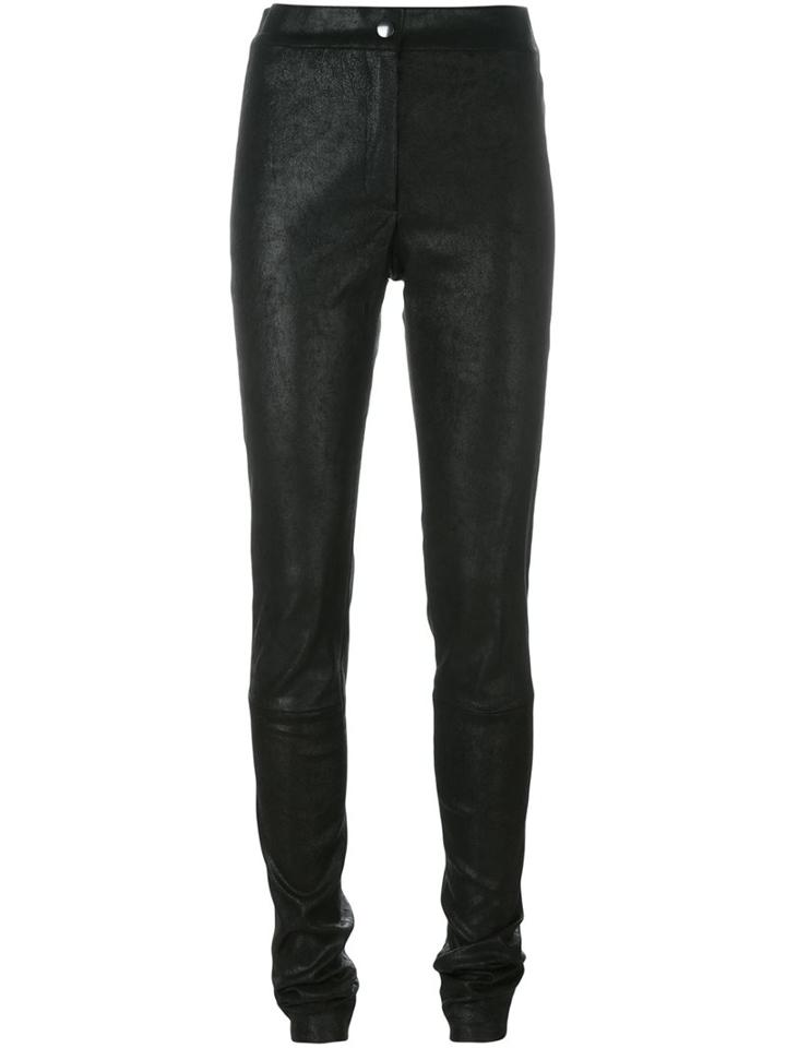 Ann Demeulemeester Super Skinny Trousers, Women's, Size: 38, Black, Leather/cotton/spandex/elastane/rayon