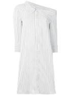 Dondup Striped Asymmetric Shirt Dress - White