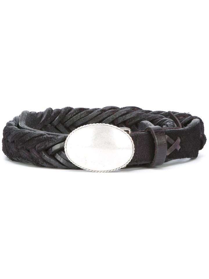 Golden Goose Deluxe Brand Weaved Oval Buckle Belt, Men's, Size: 95, Black, Goat Skin