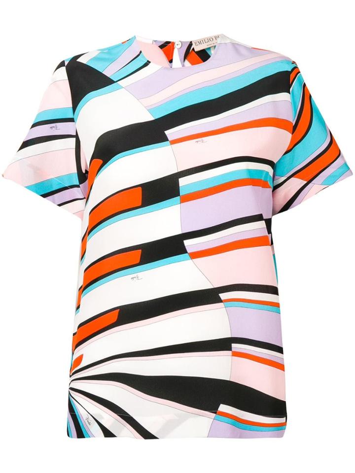 Emilio Pucci Shell Print Short-sleeved Silk Top - Pink