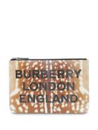 Burberry Deer Print Leather Zip Pouch - Multicolour