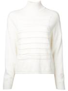 Donnah Mabel Ribbed Trim Jumper, Women's, Size: 0, White, Rayon/wool/angora/cashmere