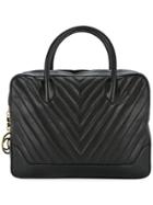 Chanel Vintage V Stitches Quilted Business Handbag - Black