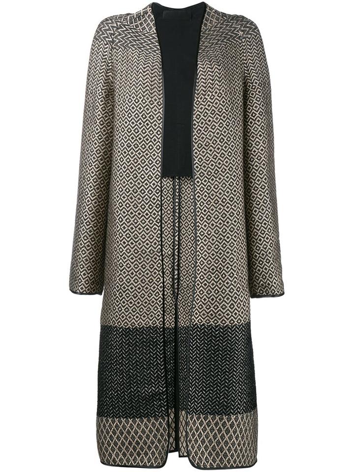 Haider Ackermann - Geometric Jacquard Coat - Women - Cotton/acrylic/polyamide/virgin Wool - 34, Black, Cotton/acrylic/polyamide/virgin Wool