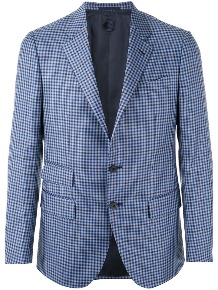 Caruso - Checked Blazer - Men - Cupro/wool - 54, Blue, Cupro/wool