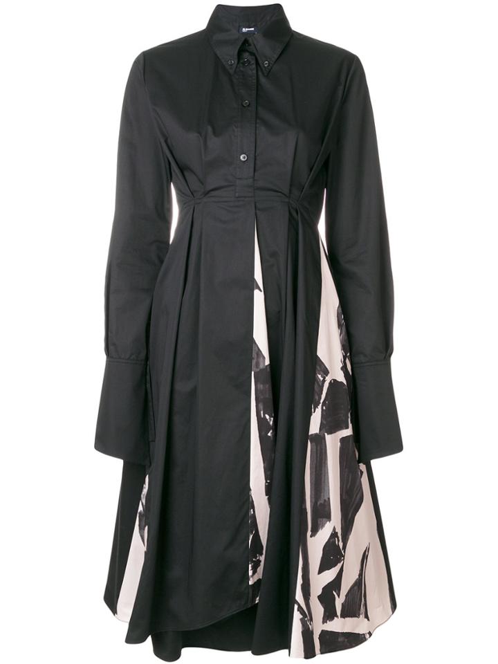 Jil Sander Navy Flared Shirt Dress - Black
