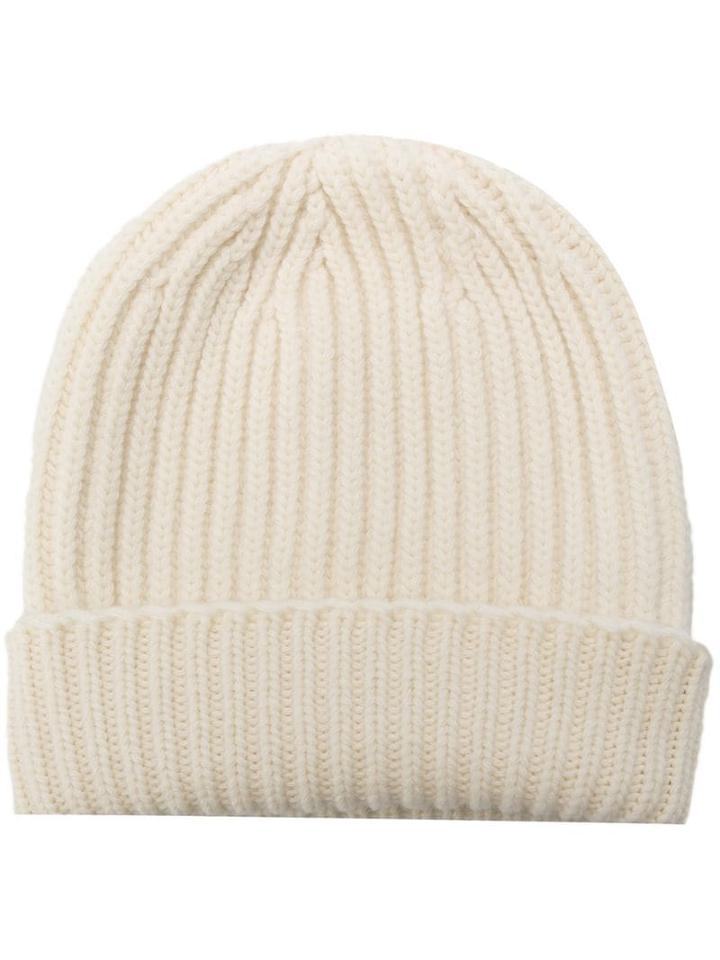 Jil Sander Turn-up Knitted Beanie - White